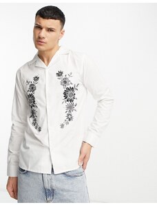 Bolongaro Trevor - Camicia bianca con stampa di fiore nero-Black