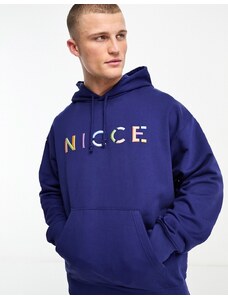 NICCE - Felpa con cappuccio blu navy con logo combinato in coordinato