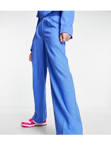 COLLUSION - Pantaloni a fondo ampio blu gessati in coordinato