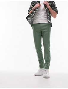 Topman - Pantaloni eleganti skinny color salvia con fascia in vita elasticizzata-Verde
