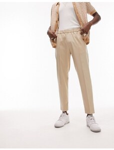Topman - Pantaloni eleganti affusolati color pietra con fascia in vita elasticizzata-Neutro