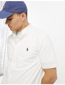 Polo Ralph Lauren - Camicia a maniche corte in piqué bianca con logo-Bianco