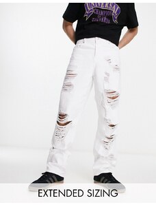 ASOS DESIGN - Jeans larghi strappati bianchi-Bianco