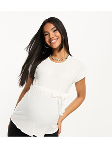 Mama.licious Mamalicious Maternity - T-shirt bianca allacciata in vita-Bianco