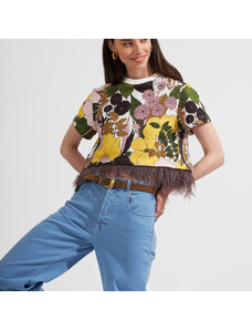 La DoubleJ T-shirts & Sweatshirts gend - La Scala Tee Big Flower Rose L 97%Cotton 3%Ostrich Feathers