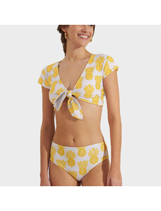 La DoubleJ Swimwear gend - Bardot Top Pineapple Sunflower White L 80% Poliammide 20% Elastane