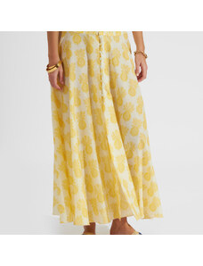 La DoubleJ Skirts gend - Ariel Skirt Pineapple Sunflower White L 80% Cotton 20% Silk