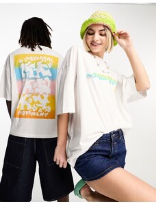 ASOS DESIGN ASOS Daysocial - T-shirt oversize bianca con stampa arcobaleno-Bianco
