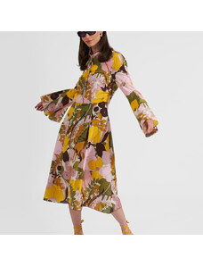 La DoubleJ Dresses gend - Casanova Midi Dress Big Flower Rose L 80% Cotton 20% Silk