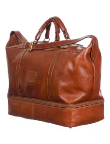 CHIAROSCURO DANUBIO: borsa da viaggio in cuoio, colore: MARRONE, Made in Italy