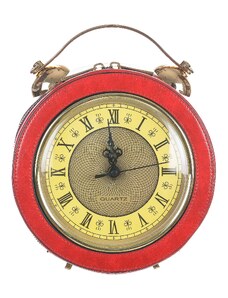Borsa Mini Clock con orologio funzionante con tracolla, Cosplay Steampunk, ecopelle, colore rosso, ARIANNA DINI DESIGN