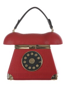 Borsa Telephone Penelope con tracolla, Cosplay Steampunk, ecopelle, colore rosso/nero, ARIANNA DINI DESIGN