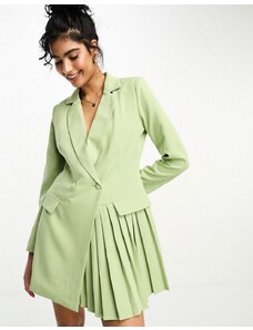 In The Style - Vestito blazer verde salvia con fondo a pieghe