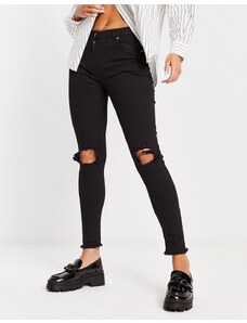 Parisian - Jeans skinny neri con strappi alle ginocchia-Nero