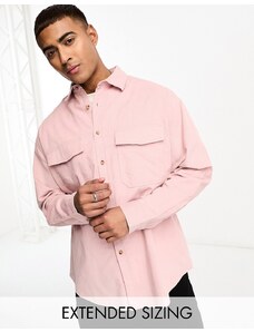 ASOS DESIGN - Camicia oversize stile anni '90 in velluto a coste rosa chiaro con due tasche