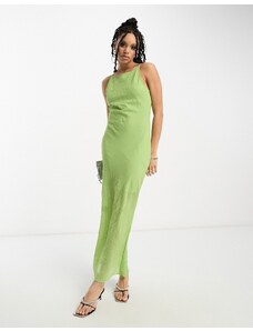 ASOS DESIGN - Vestito midi stile sottoveste verde con taglio sbieco
