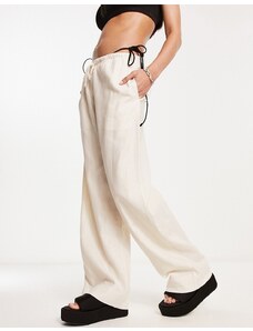 Weekday - Mia - Pantaloni bianco sporco in misto lino