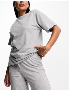 ASOS DESIGN - T-shirt del pigiama mix & match in cotone oversize grigio mélange