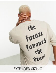 ASOS DESIGN ASOS Dark Future - T-shirt oversize beige con grafica gotica sul retro in coordinato-Neutro