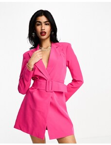 Vila - Vestito corto stile blazer sartoriale con cintura rosa acceso