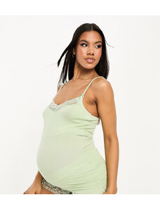 Mama.licious Mamalicious Maternity - Pigiama per l'allattamento verde salvia con pantaloncini e top con spalline sottili