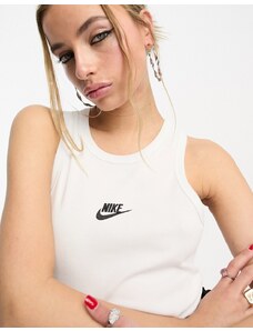 Nike - Dance - Canotta bianca a coste con logo piccolo-Bianco