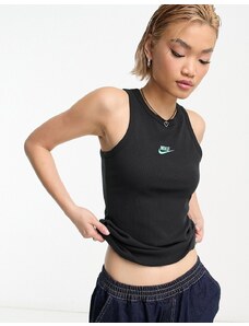Nike - Dance - Canotta nera a coste con logo piccolo-Black