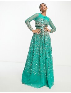 ASOS DESIGN - Anarkali - Vestito lungo turchese con paillettes-Blu