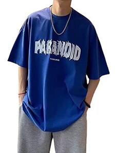 Attria Vintage 90s Graphic Tees Y2k Uomini Oversize T-Shirt Grunge Harajuku Streetwear Alt Goth Top Camicie Preppy Emo Abbigliamento, Blu, L