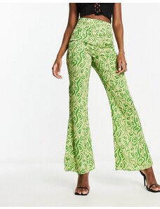 Daska - Pantaloni sartoriali con stampa astratta in coordinato-Verde