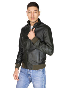 Leather Trend Victor - Bomber Uomo Verde in vera pelle