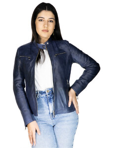Leather Trend Vanessa - Giacca Donna Blu in vera pelle