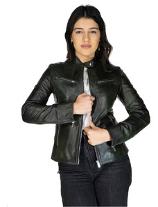 Leather Trend Vanessa - Giacca Donna Verde in vera pelle