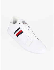 Tommy Hilfiger Corporate Leather Cup Stripes Sneakers In Pelle Da Uomo Basse Bianco Taglia 43