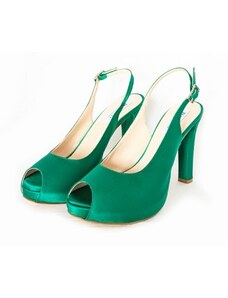 Guglielmo Bonini Bonini - Scarpe in raso open toe con plateau, Colore Verde, Taglia scarpe donna 38