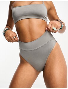Weekday - Heat - Slip bikini a vita alta grigio lucido