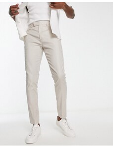 ASOS DESIGN - Pantaloni skinny eleganti in misto lino color pietra-Neutro