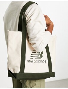 New Balance - Borsa shopping in tela verde con logo-Neutro