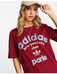 adidas Originals - Paris - T-shirt con logo rosso-Bianco