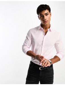 ASOS DESIGN - Camicia elasticizzata slim rosa a righe