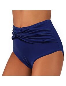 JFAN Slip da Bagno Donna Ruched Slip Bikini Vita Alta Costume Mare Donna Pantaloncini Culotte Controllo Pancia Navy S