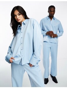 IIQUAL - Camicia unisex azzurra in coordinato-Blu