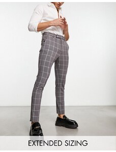 ASOS DESIGN - Pantaloni super skinny eleganti antracite a quadri grandi-Grigio