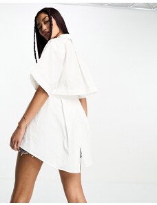 Urban Revivo - Camicia oversize bianca a pieghe-Bianco