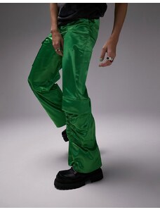 Topshop - Pantaloni multitasche sartoriali in raso verde