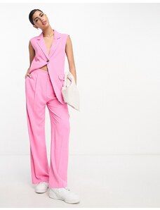 ASOS DESIGN - Pantaloni comodi rosa in misto lino