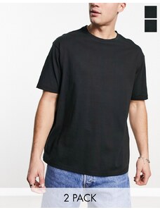 Another Influence - Confezione da 2 paia di t-shirt squadrate nere-Black