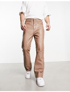 Muubaa - Pantaloni oversize marroni in pelle-Brown