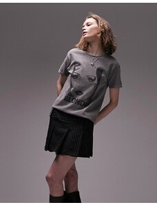 Topshop - T-shirt ristretta antracite con grafica Blondie su licenza-Grigio
