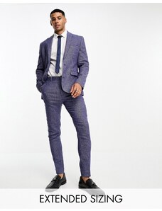 ASOS DESIGN Wedding - Pantaloni da abito super skinny in misto lana blu navy pied de poule